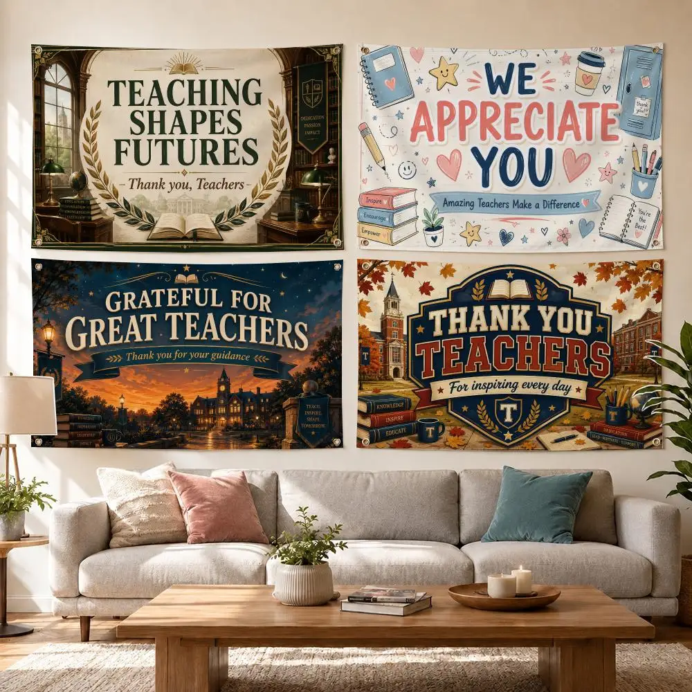 Teachers' Day Thanks for Helping Us Grow Flags Flag Outdoor Decor Flaga Decorative Home Objects Barber Shop Decoration Garage