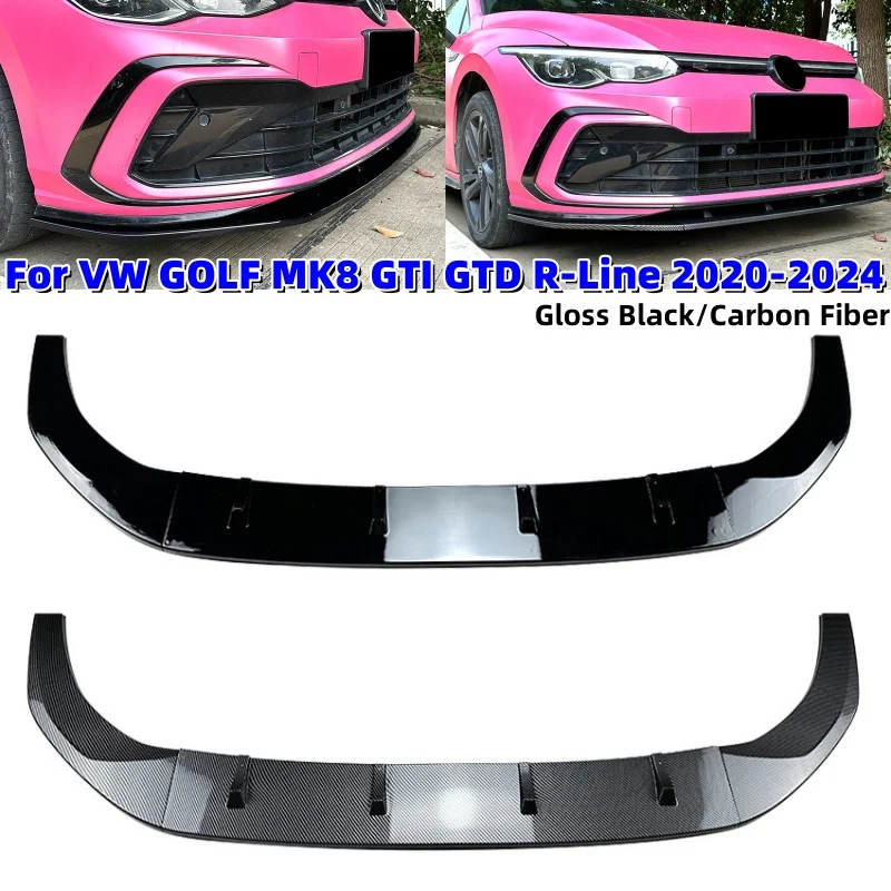 

3Pcs/set ABS Front Bumper Splitter Lip Diffuser Guard Body Kit Protector CoverFor VW GOLF MK8 GTI GTD R-Line 2020-2024