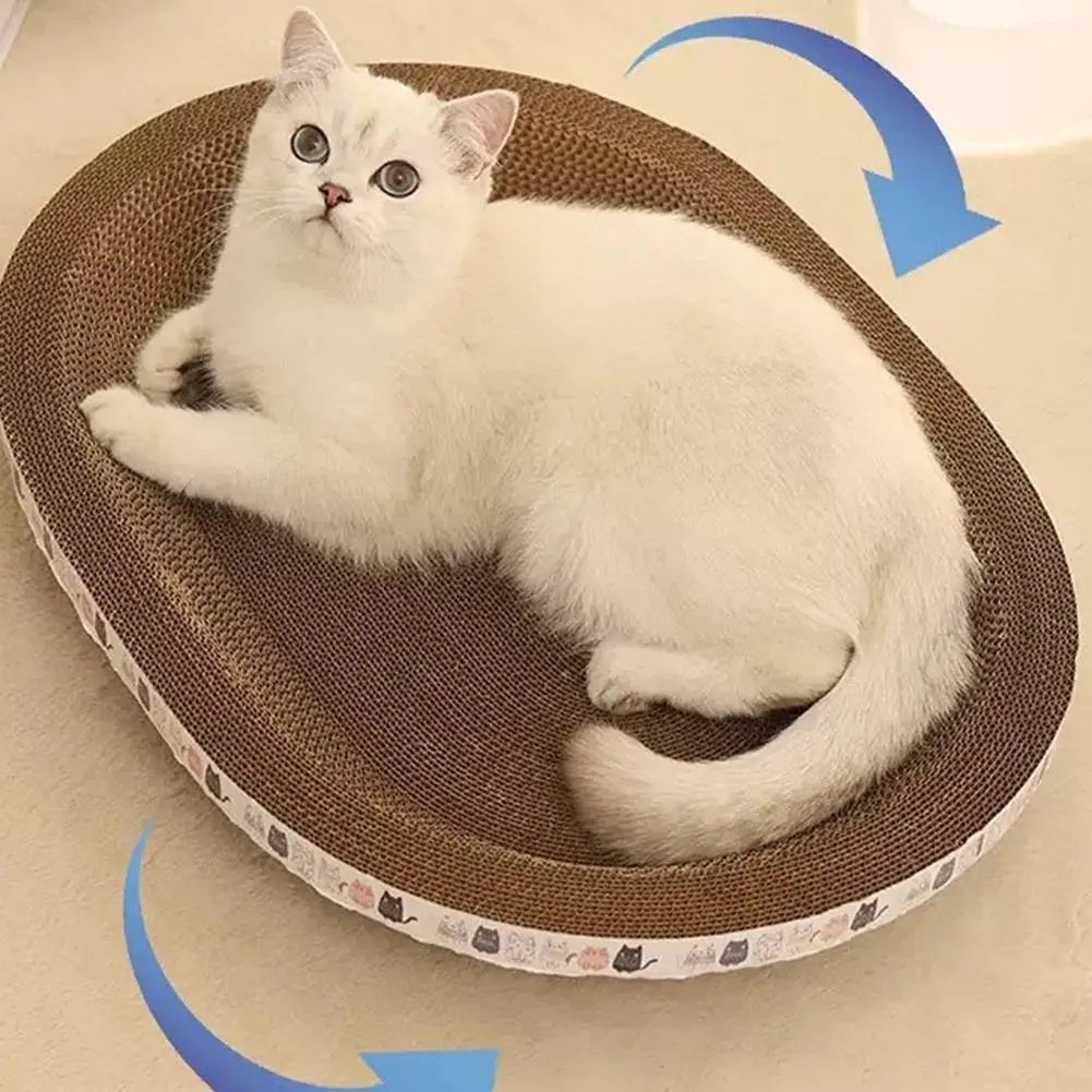 Cat Scratcher Cardboard Oval Cat Scratch Pad Bowl Nest for Indoor Cats Grinding Claw Round Cat Scratching Board