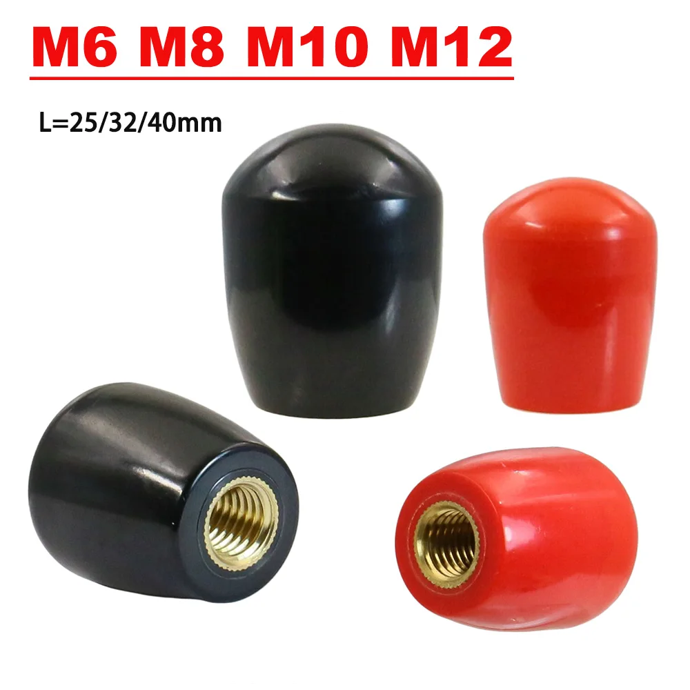 1Pcs M6 M8 M10 M12 Oval Handle Knob Bakelite Brass Thread Phenolic Resin 1.622 Handle Length 25mm 32mm 40mm for Machine Tools