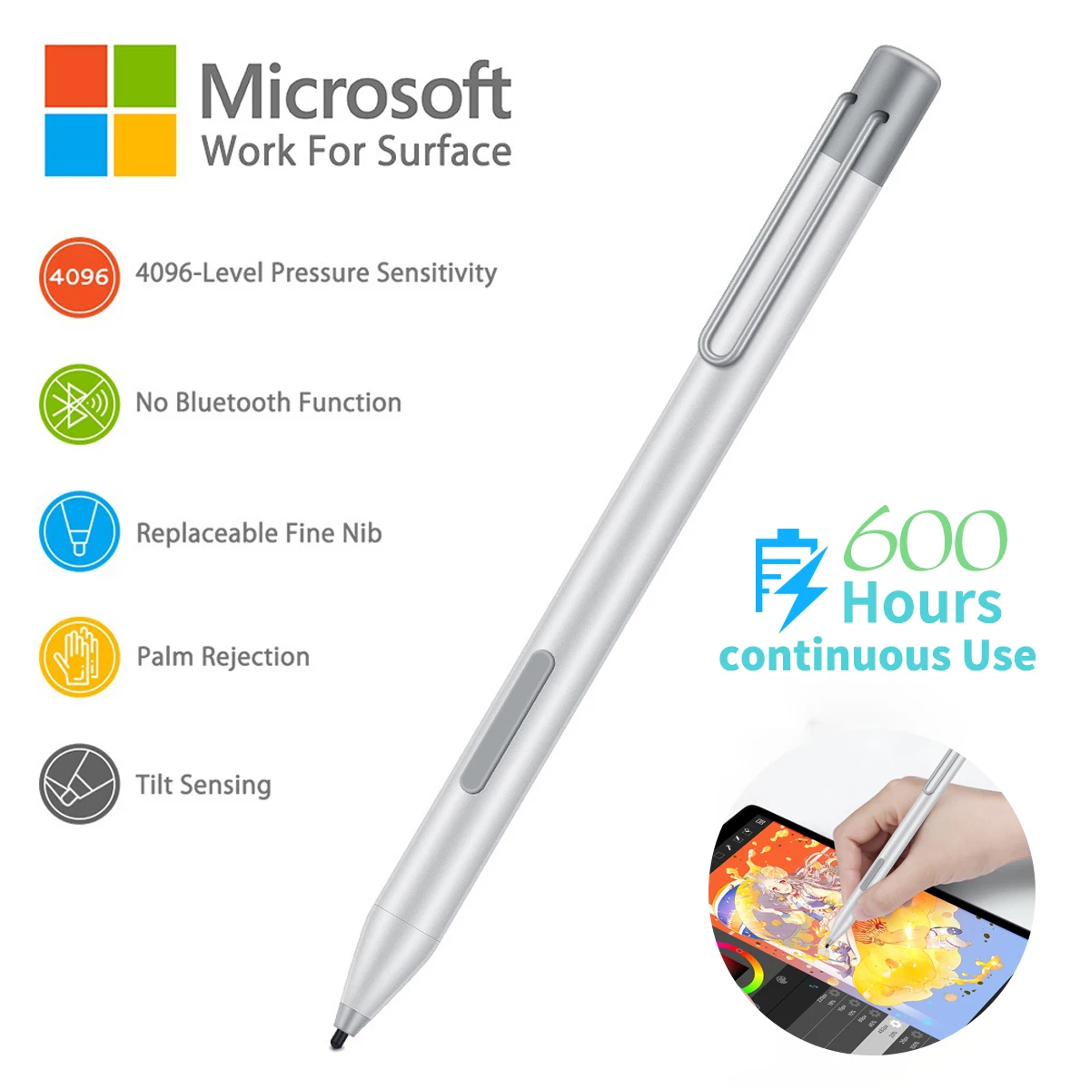 

GUUGEI For Surface Pro 7 6 5 4 3 Active Stylus Pen For Surface Book Laptop Studio Surface Pen Tablet Touch Screen Capacitive Pen