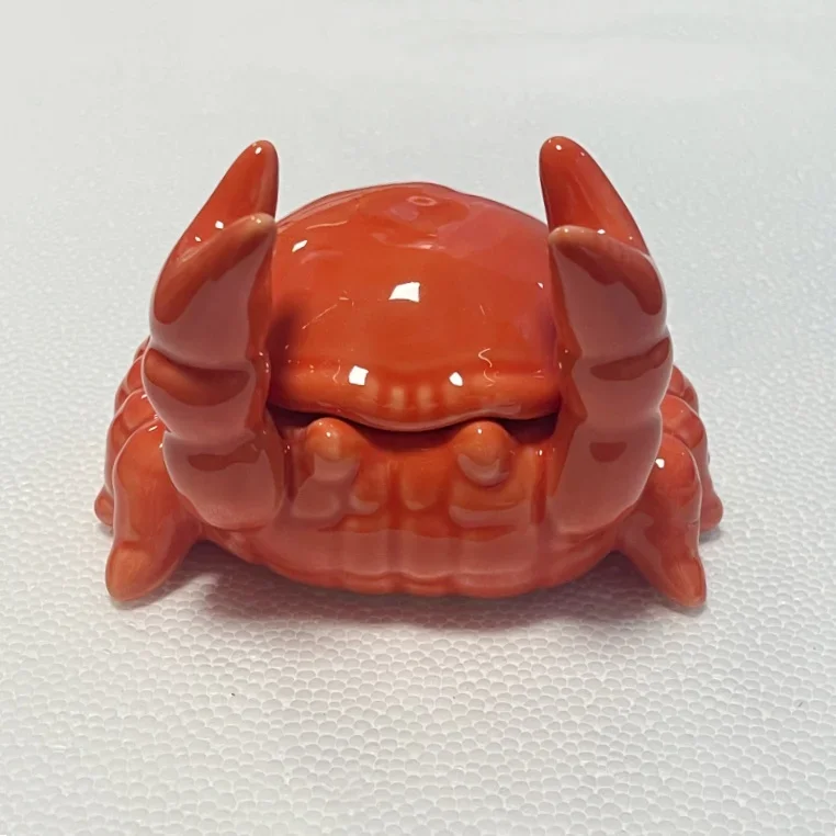 Crab Ceramic Ashtray With Lid Anti Fly Ash Tea Pet Desktop Ornament Home Office Living Room Decoration Gift