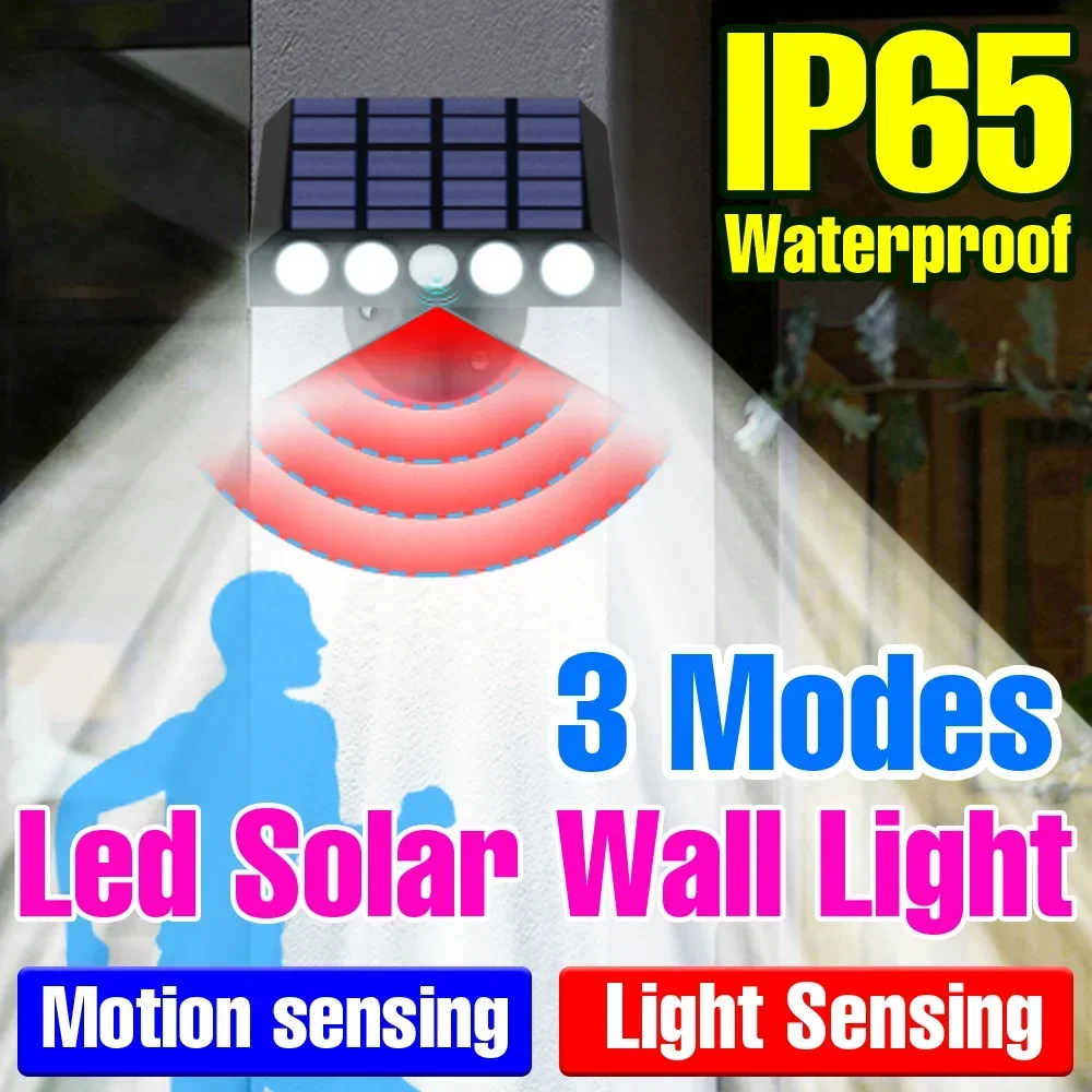 

LED Solar Light IP65 Waterproof Motion Sensor Projection Street Lamp Outdoor Garden Wall Light 3 Modes Spotlight Cold/Warm White