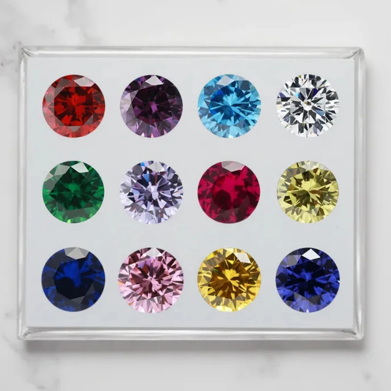 

12pcs/24pcs round Loose Cubic Zirconia Synthetic Corundum 5# Spinel 113# Birthday Stones 4mm~10mm 1pc/2pcs Per Color for Jewelry