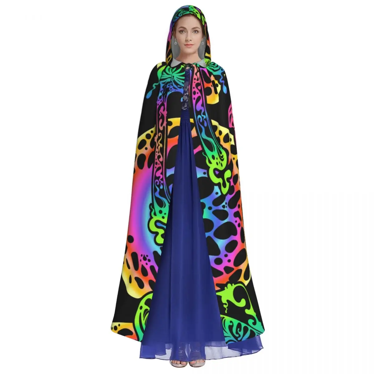 Witch Cloak Psychedelic Magic Glowing Mushrooms Halloween Cosplay Costume Unisex Adult Cloak Retro Ages Cape