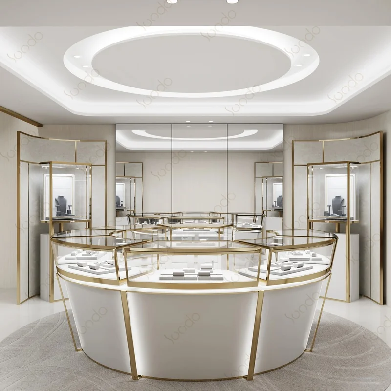 custom.Commercial Jewelry Shop Furniture Retail Showroom Design Display Cabinets and Full Service Boutique Display Sol
