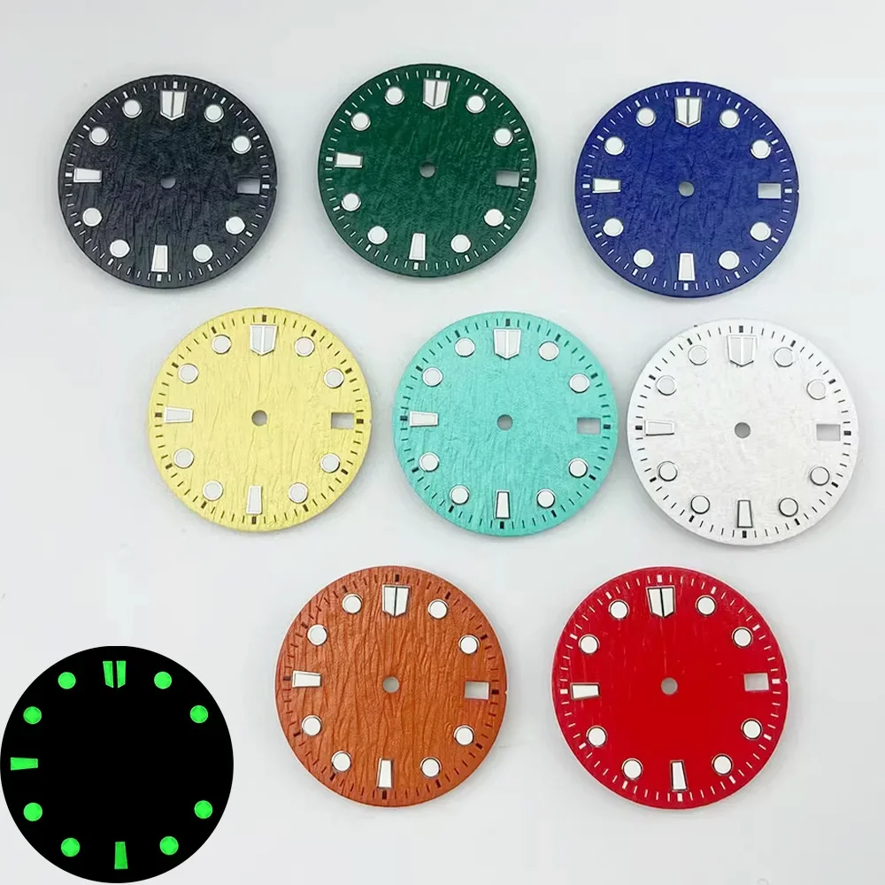 Customized 28.5mm Dial NH35 Watch Dial Fit for NH35 NH36 Movement 28.5mm Watch Faces Green Luminous Dial
