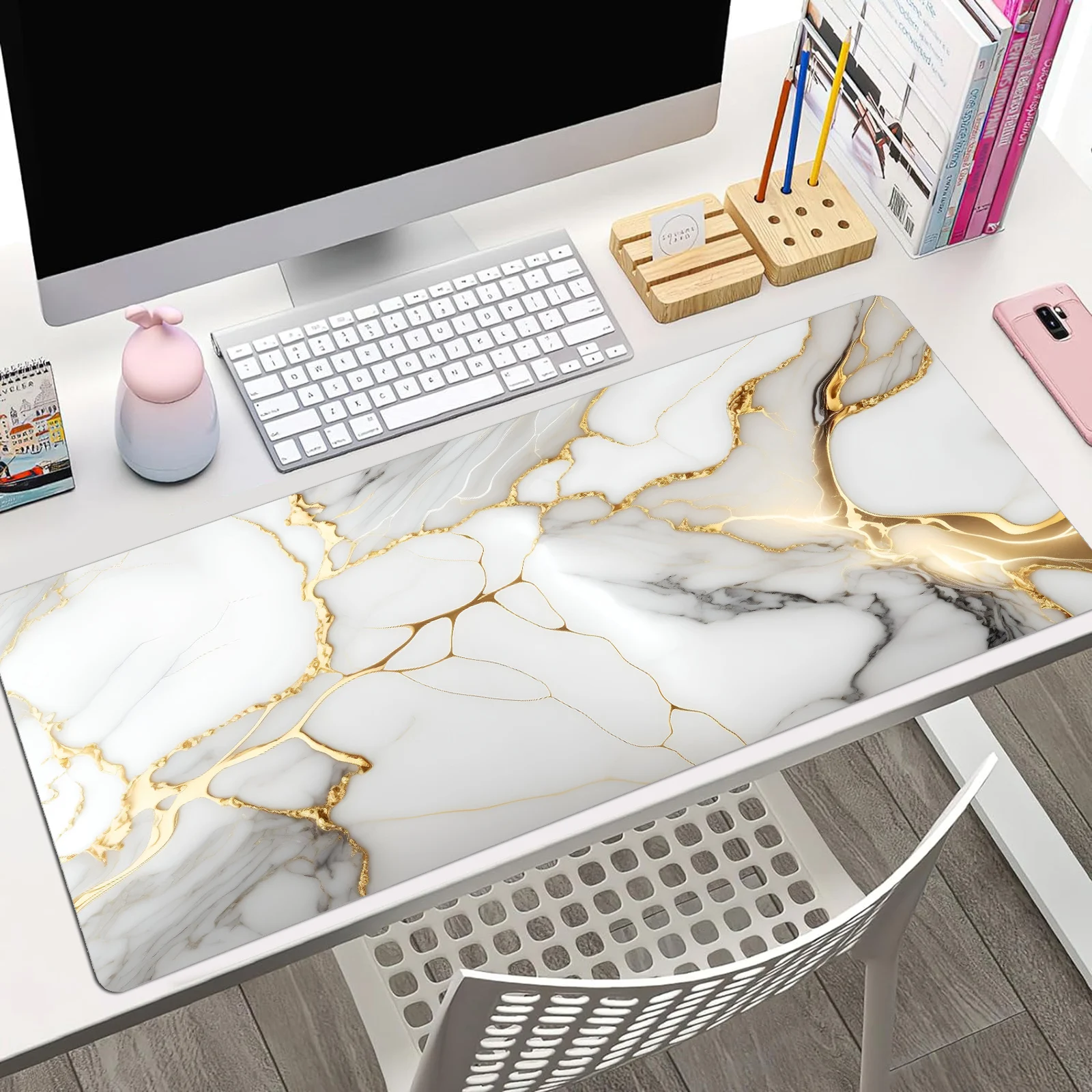 Abstract Style Keys Mouse Pad Desk Pad Extended Large Office Keyboard Mat Gaming Mousepad Non Slip Rubber Base Stitched Edge