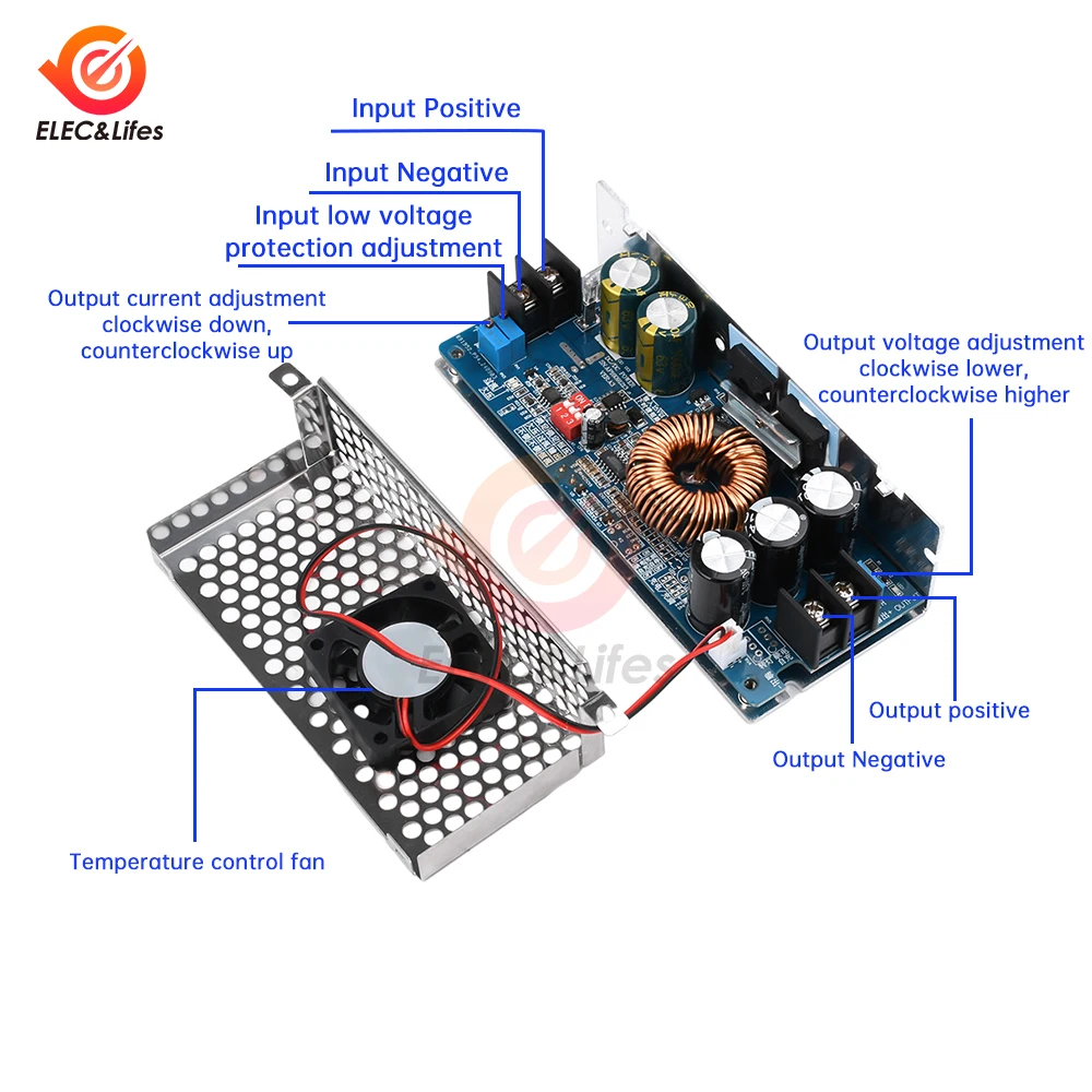 500W Boost Converter 20A DC 10.5-60V to DC12-80V Regulowany stały prąd Step-Up Moduł zasilania CC CV Moduł regulatora napięcia