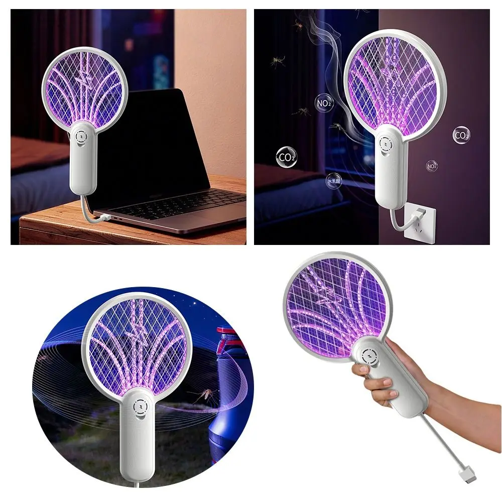 

Mini Electric Mosquito Racket Portable 2 in 1 Mosquito Killer Lamp Automatic Three Layer Mesh Surface Bug Zapper Household