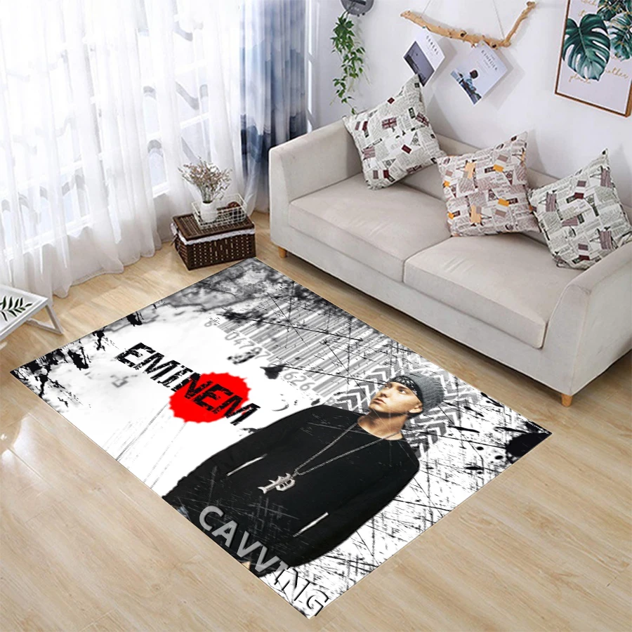 EMINEM  3D Print Carpets Flannel  Rugs Anti-slip Large Rug Carpet  Home Decoration for Living Room Bedroom Home Decor   Z01