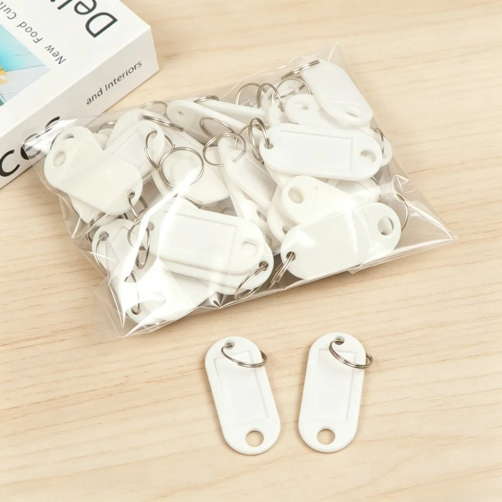 50 Stück Plastik-Schlüsselanhänger mit Etikettenfenster, DIY-Schlüsselanhänger-Set, Gepäckanhänger zur Nummernkennzeichnung für Hotel- und Kofferschlüssel, Farben – Detail 13