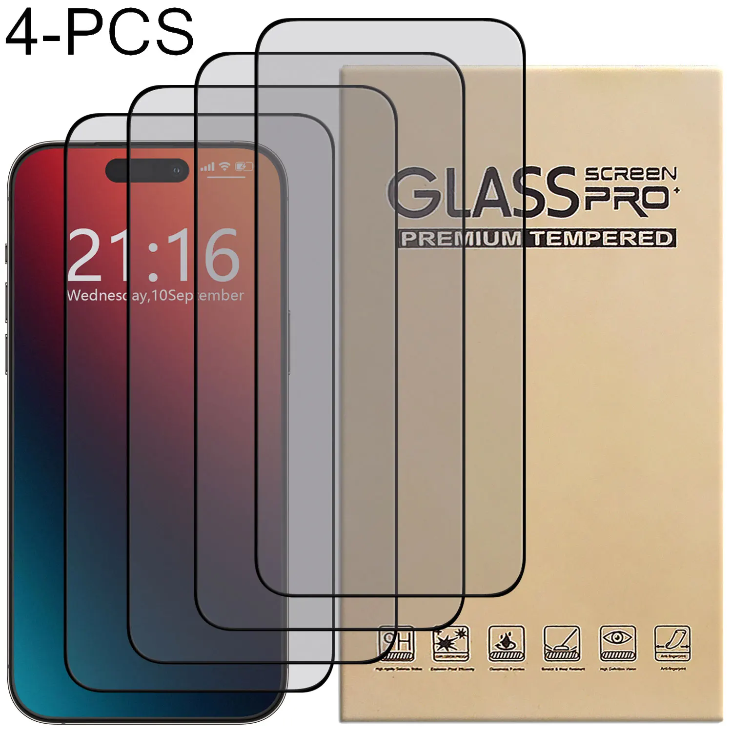 

4Packs Clear Glossy Transparent Tempered Glass Film Case Friendly Screen Protector For iPhone 17/17 Pro/17 Pro Max/17 Air