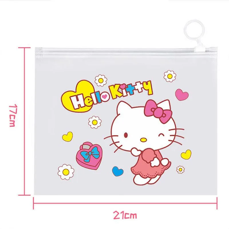 48pcs/lot Kawaii Sanrio Kitty Ring Pencil Case Cartoon Storage Bag Stationery File Pouch Office School Supplies Kids Gift