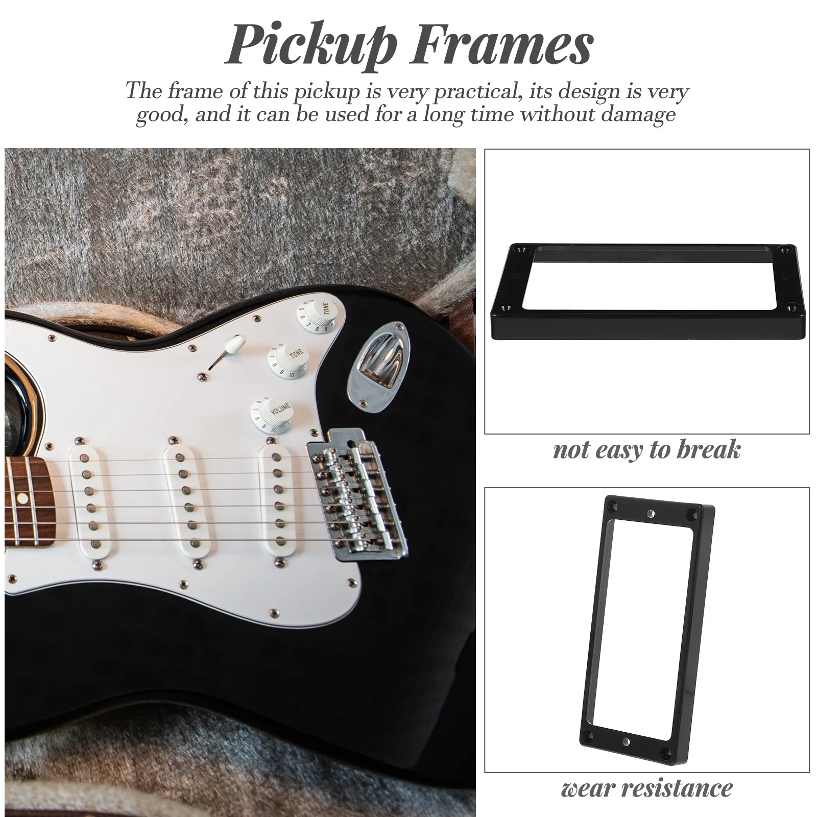 

2 Pcs Dual Pickup Electric Guitar Accessories Pickups Cover Frame Set Synthetic Plastic Neck Plate Replacement