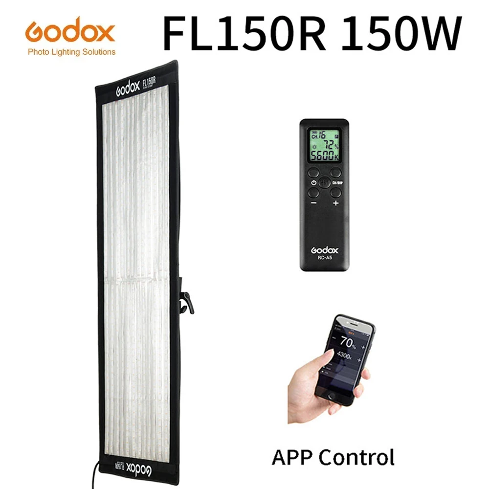 

Godox FL150R 150W Flexible LED Video Light Rollable Cloth Lamp with Controller + Remote Control + X-shape Support +Mobile APP