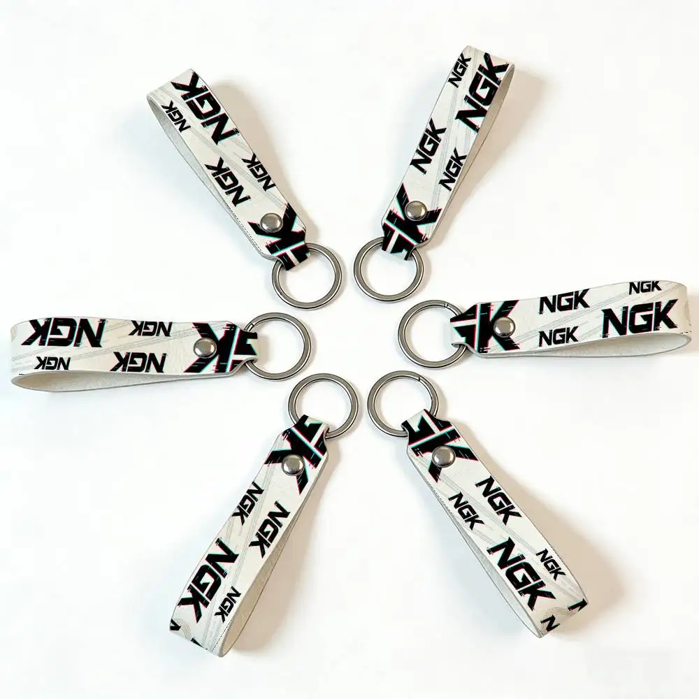 For Ngk PU Leather Motorcycle Keychain Universal Motorbike Key Ring Holder For Riders Men Gift