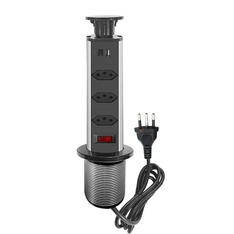 埋め込み手動昇降デスクトップソケット-3-ブラジルソケット-type-c-usb-スイッチプル電源タップ-ブラジルソケット-プレスタイプ