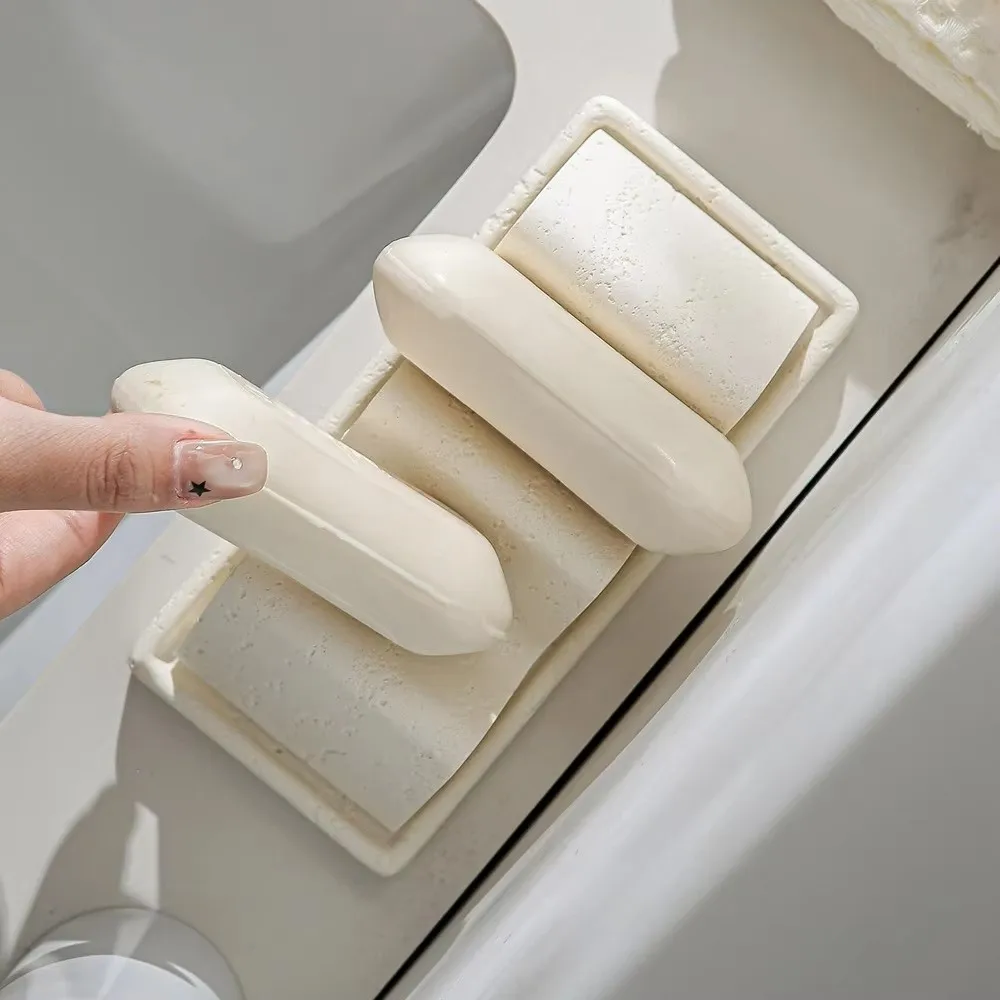 Retro Japanese Style Soap Dish Wave Shaped Minimalist Soap Storage Box Sandstone with Drainage Soap Tray Hotel Bathroom 2
