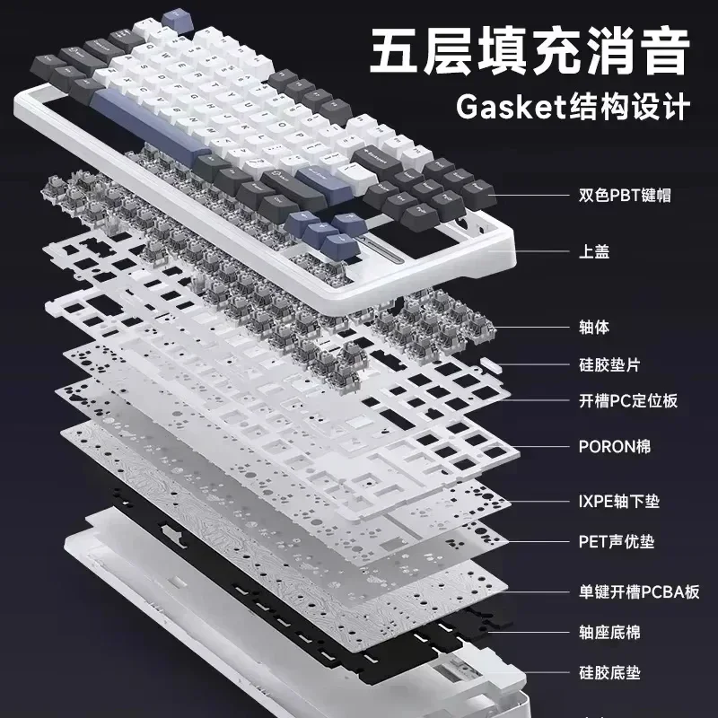 AULA F87 Pro E-sport Mechanical Keyboards Grey Wood Switch Agile Switch 3-Mode Gaming Keyboard RGB Hot Swappable 87 Key Game