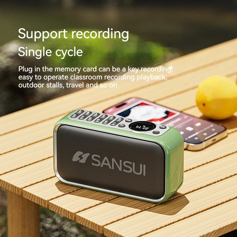 SANSUI F35 Vintage Bluetooth Speaker Portable Stereo Bass Bluetooth Speaker Mini Plug in Walkman Music Player Supports TWS/AUX