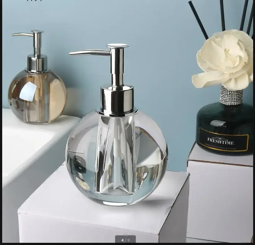 Transparent Crystal Glass Lotion Bottle Hand Sanitizer Bottles Shower Gel Bottle Shampoo Bottles Soap Dispenser Bathroom Product