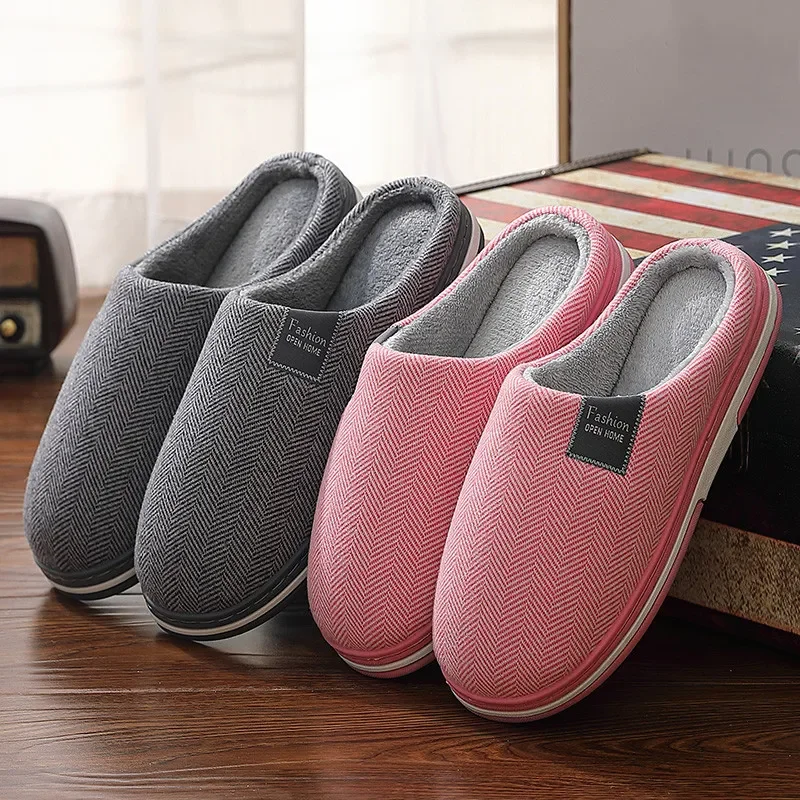 Big Size 48 49 Men Warm Home Slippers Winter Casual Shoes Women Soft Slides Couples Floor Slipper Indoor Bedroom Non Slip Flats