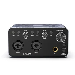 Lekato Usb Audio Interface for Studio Recording Podcasting Hi-Fi Studio Audio Interface with Xlr, 48V Phantom Power