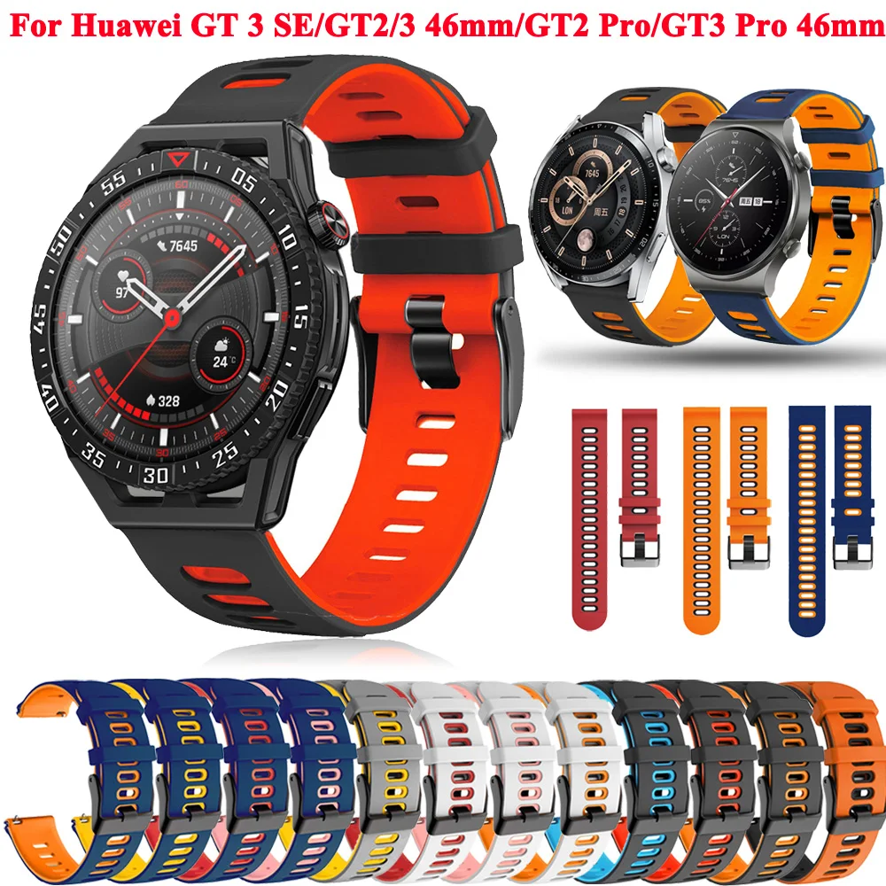 22mm Silicone Watch Wrist Strap For Huawei GT3 Se GT2 GT 3 Pro 46mm Band Replacement Huawei Gt3 Se/GT Runner Smartwatch Bracelet