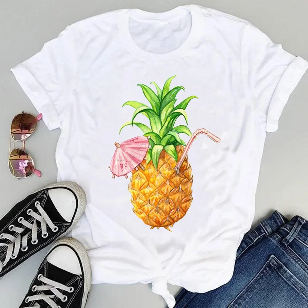 Fashion Women T Shirt Cute Beach Drink Watermelon Fruit Cartoon Short Sleeve Graphic T-Shirt Summer Female Clothes Tops Tees