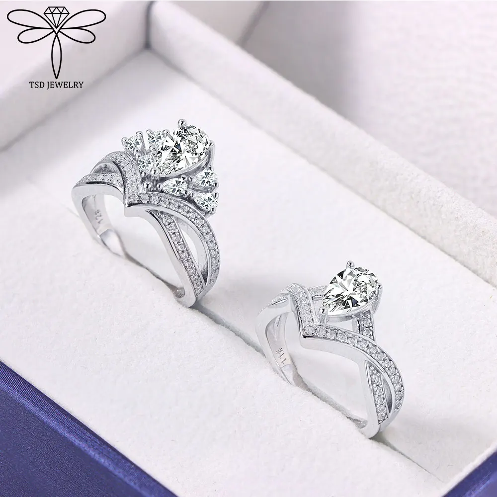 

Pear Cut S925 Sterling Silver Lab Diamond Row Ring 1 Carat High Quality Irregular Moissanite Eternity Engagement Wedding Band