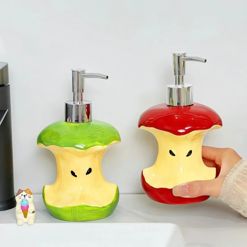 크리 에이 티브 애플 로션 빈 병 세라믹 가정용 화장실 프레스 유형 핸드 워시 샴푸 분할 항아리