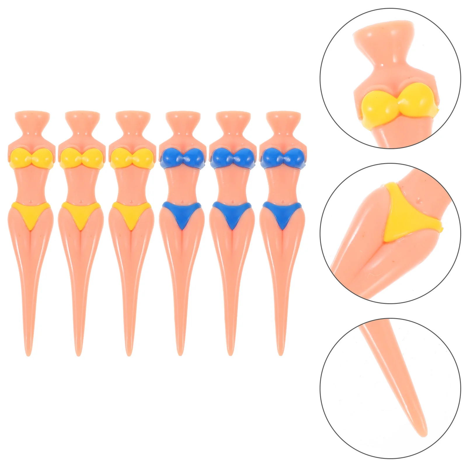 6 قطعة تي شيرتات الجولف البلاستيكية طويل القامة شكل سيدة متعة الإبداعية لوازم الغولف التدريب اكسسوارات الكرة تقف ممارسة المسامير
