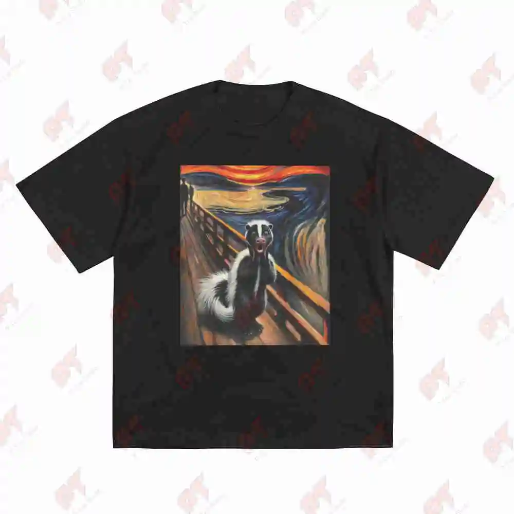 Expressionist Scream Parody Skunk Short Sleeve Tee 100% Cotton T-Shirt