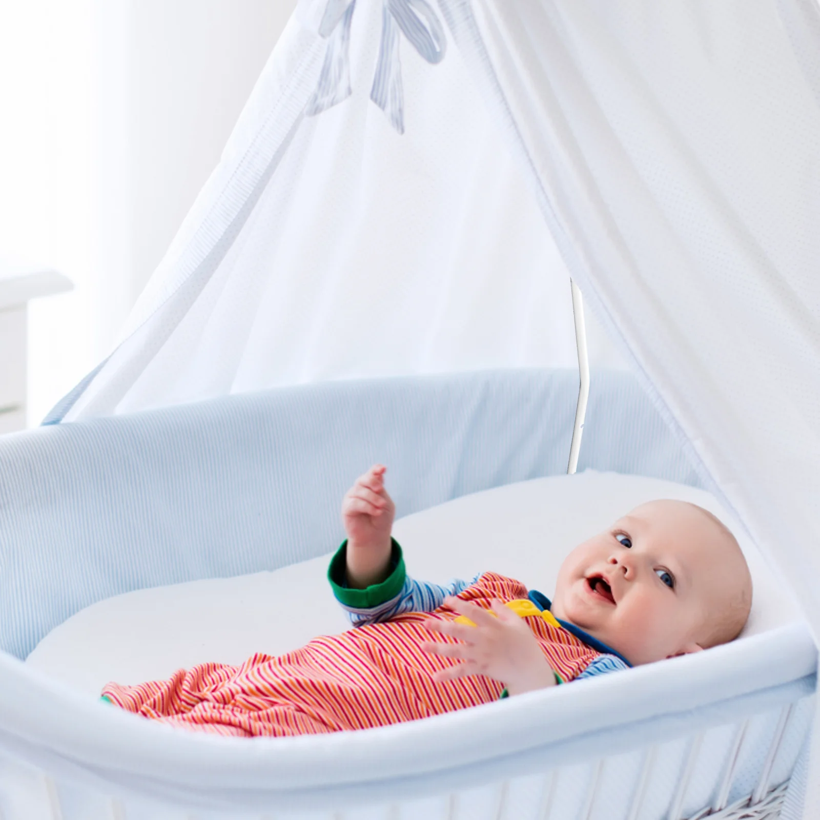 Soporte de mosquitera para moscas, perchas para niños, accesorios para cuna, marco de soporte de Metal blanco