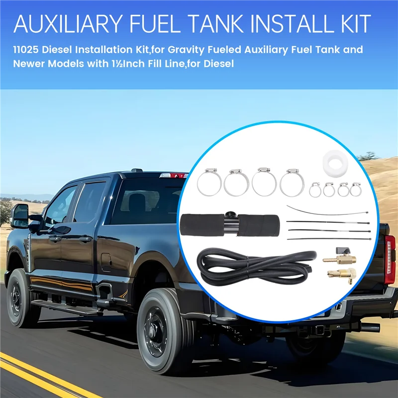 Kit de instalación diésel A21F-11025, para tanque de combustible auxiliar con combustión por gravedad y modelos más recientes con línea de llenado de 11⁄2 pulgadas, para diésel