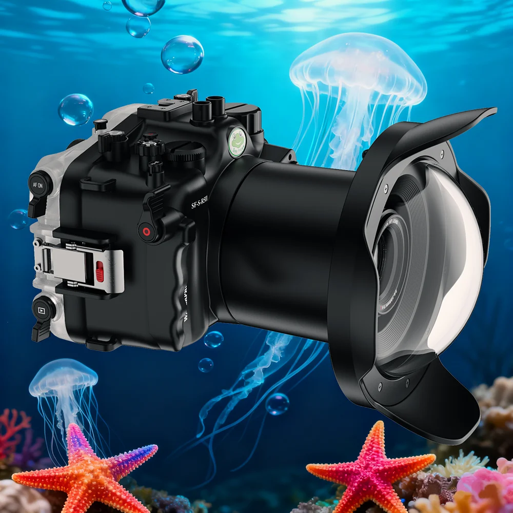 Seafrogs [40M/130FT] Underwater Camera Housing Waterproof Dive Scuba Case for Canon R5II With Lens Barrel