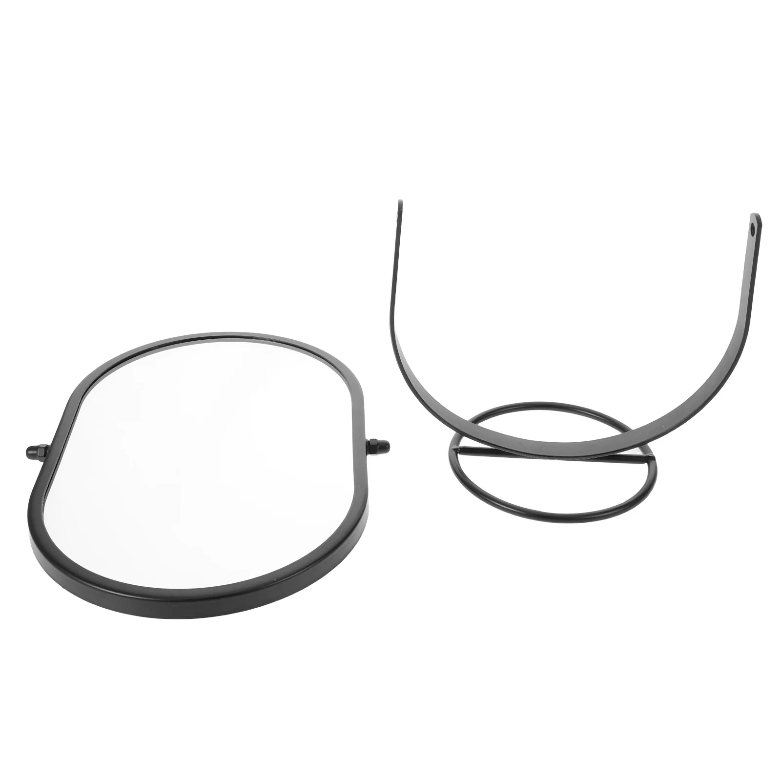 

Vanity Desk Black Oval Makeup Mirror 360 Degree Rotation Swivel Stable Retro Desktop Standing Tabletop Dressing Mirror for Home