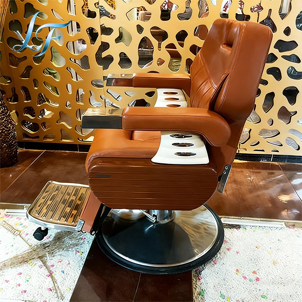 Retro Reclinable Shaving Hairdressing Chair For Men Oil Barber Shop And General Hair Salon Use