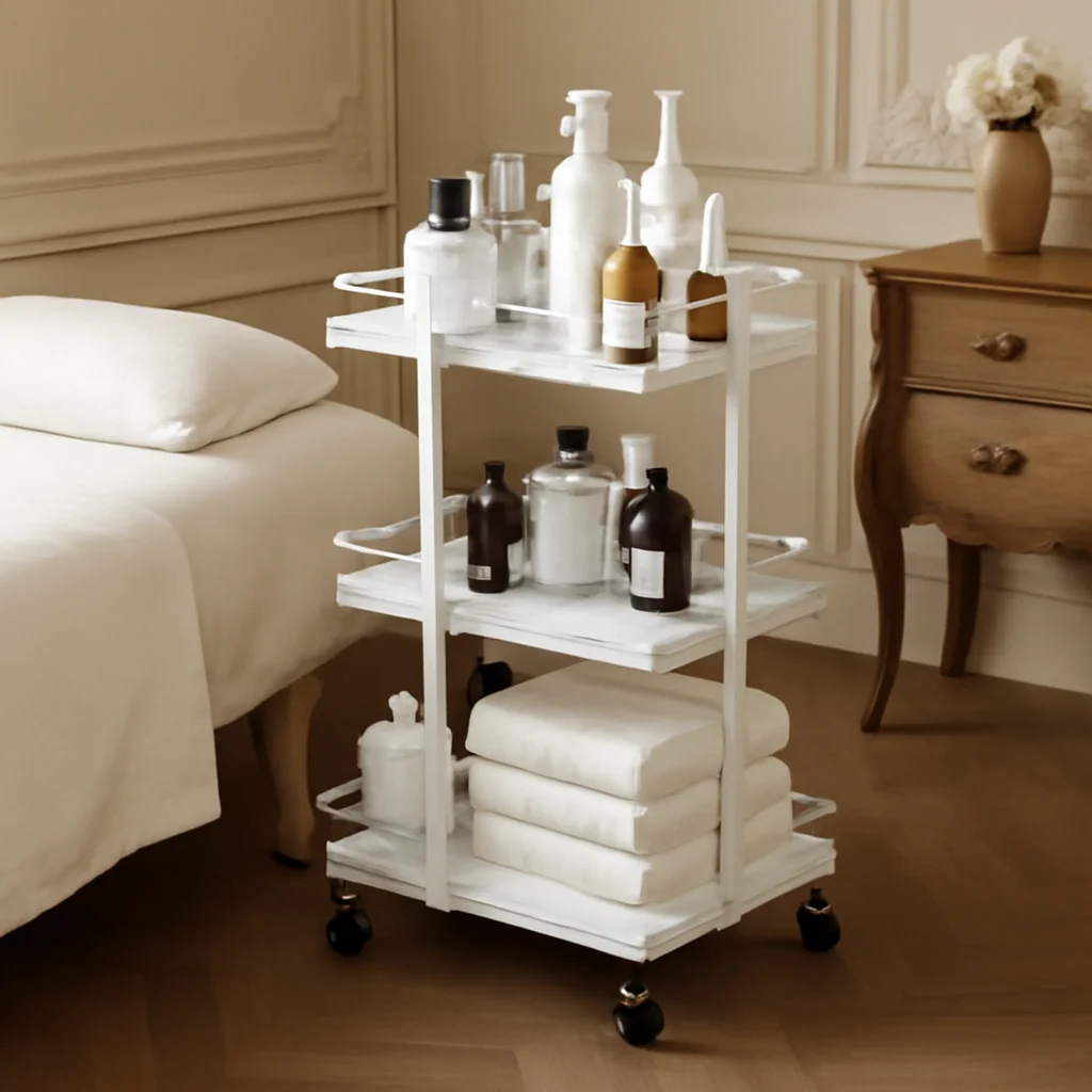 

Beauty Salon Trolley Cart Web Celebrity Cosmetics Nail Storage Rack Iron Art Hairdressing Special Multi-functional Salon Trolley