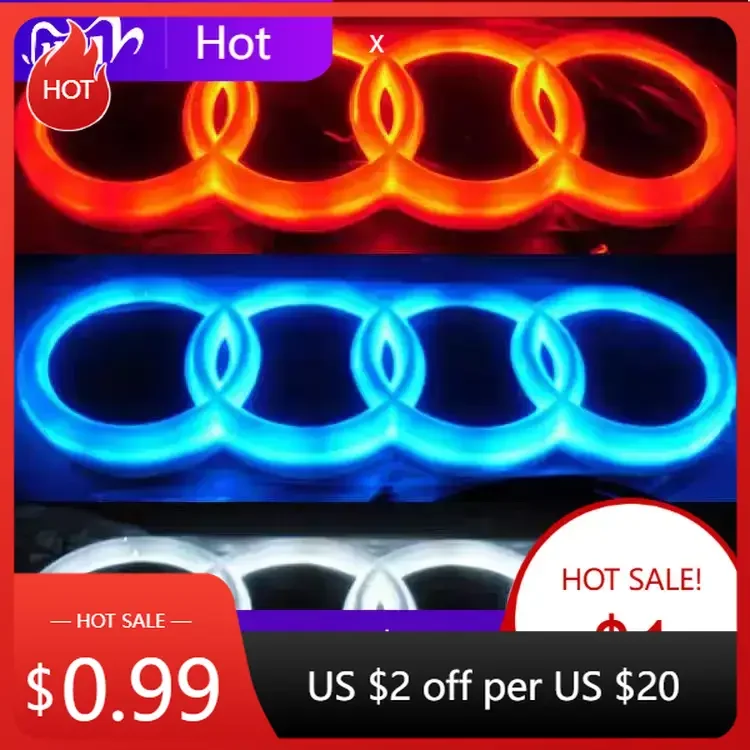 

Горячая новинка 2026 года: Статическая светодиодная подсветка логотипа Audi для решетки радиатора, 249, 273, 285 мм, для Audi A3, A4, A5, A6, A7, A8, S3