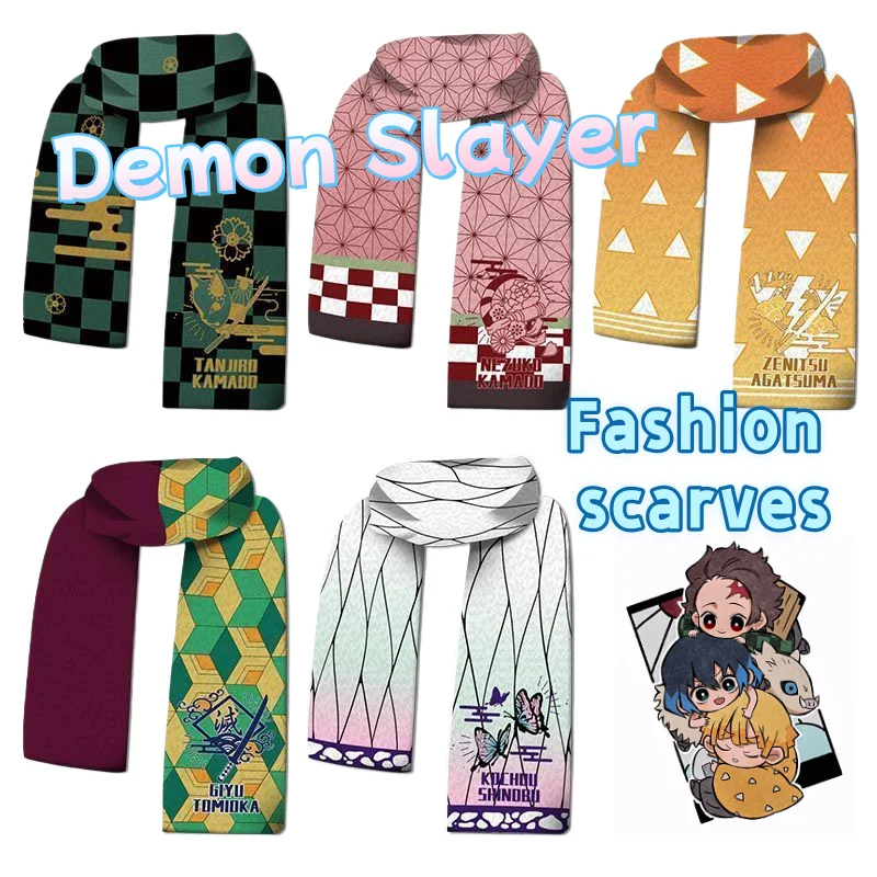 

Шарф «Убийца демонов», милый модный персонализированный креативный теплый шарф с героями мультфильмов для мужчин и женщин, подарок на день рождения для друзей