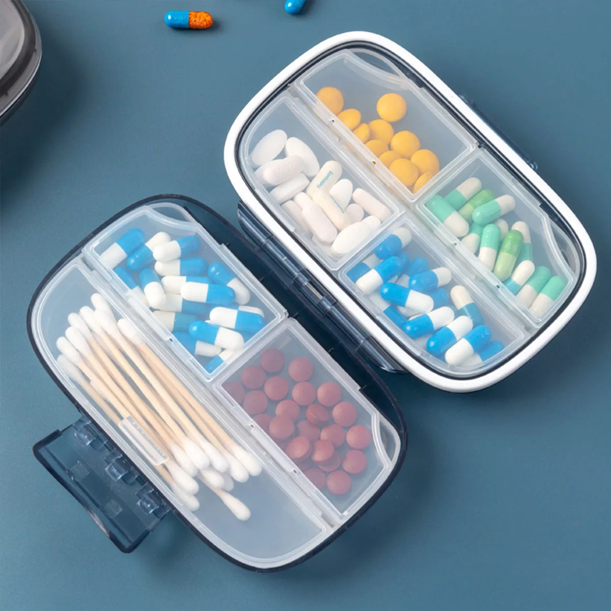 Medicine Organizer, Weekly Pill Dispenser, Food Grade Material, Compact and Portable, Travel, Daily Life (Outer Box Only)