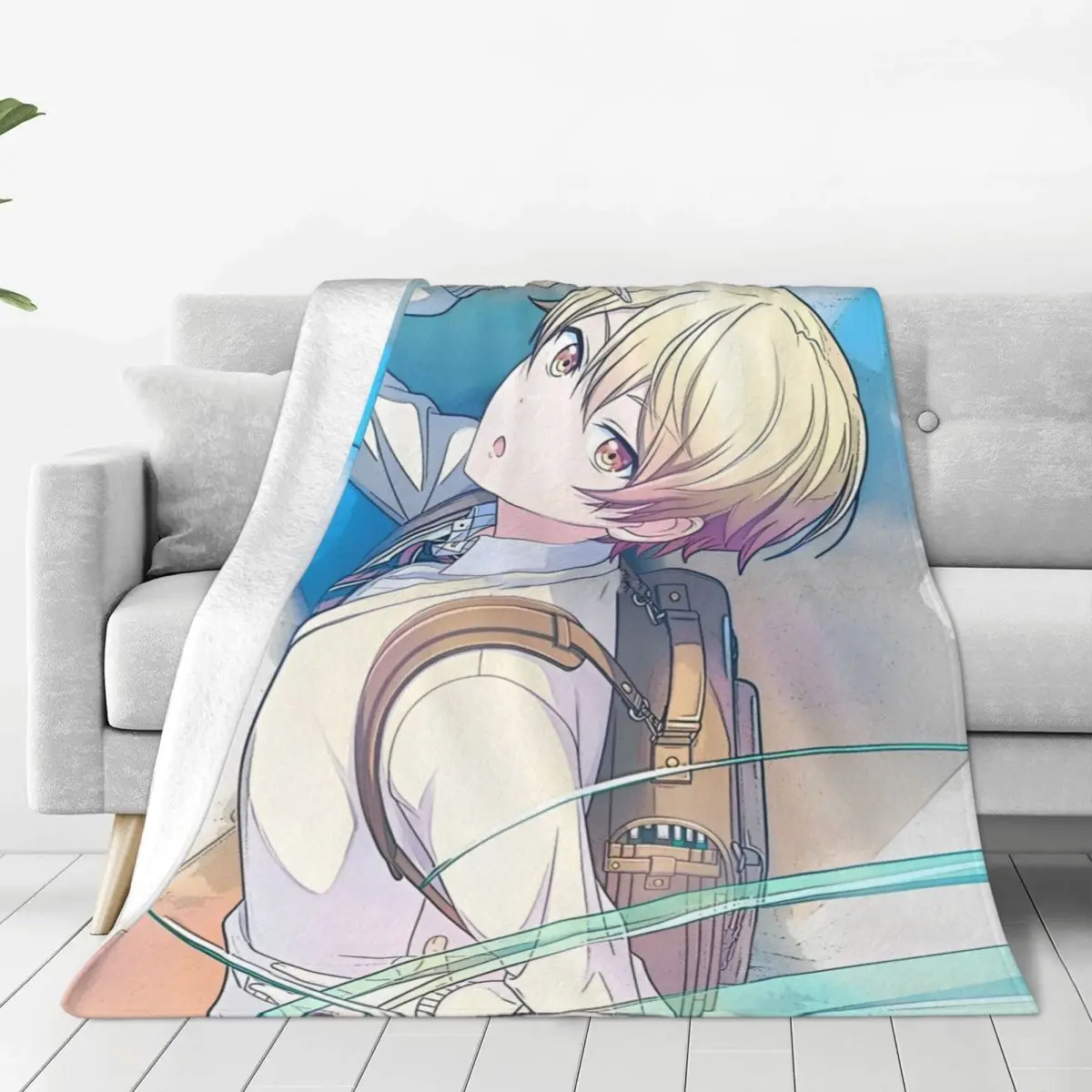 Tsukasa Tenma Anime Blanket Flannel Funny Warm Throw Blankets for Chair Covering Sofa Spring/Autumn