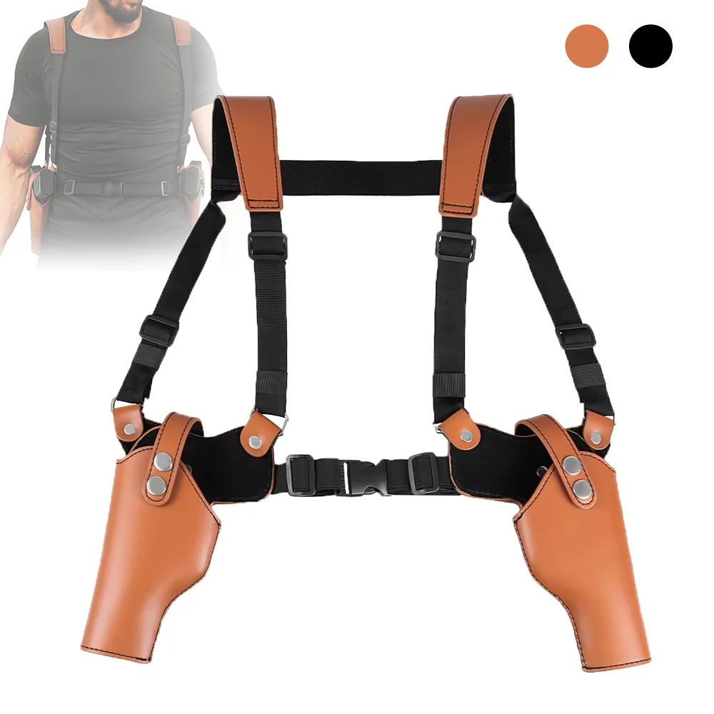 H-Shaped Dual Shoulder Holster PU Leather Underarm Gun Holster Tactical Concealed Carry Chest Gun Holster for GK 17/19/22 Hunt