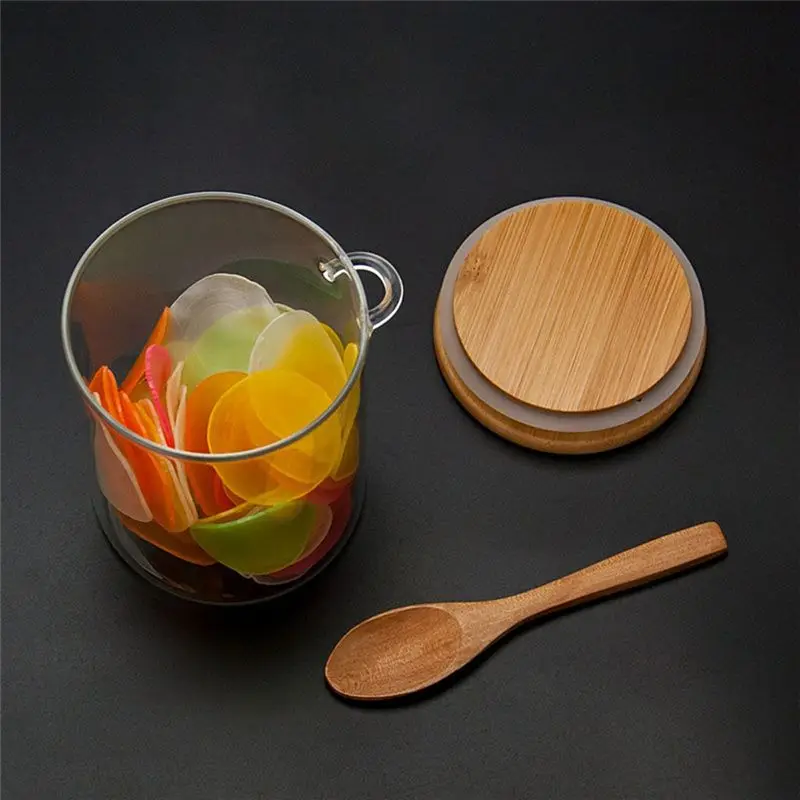 2026 + Airtight Glass Jars with Bamboo Lids & Bamboo Spoons - Decorative & Glass Canisters Hold Beans, Tea, Sugar, Nuts