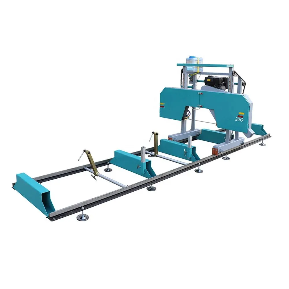 Mobile wood saw cutting machine gasoline engine wood cutting machinery portable sawmill