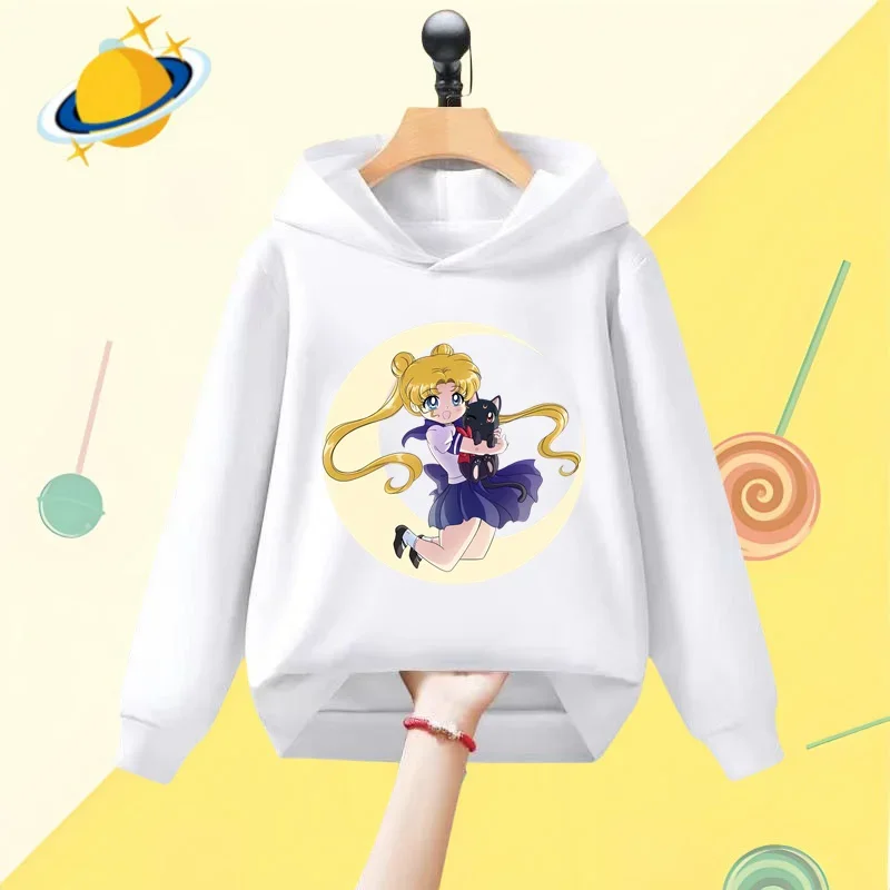 Sailor Moon Anime dziecięca bluza z kapturem gra nadruk kreskówkowy jesienno-zimowa bluza z długim rękawem chłopcy dziewczęta Kawaii top na co dzień