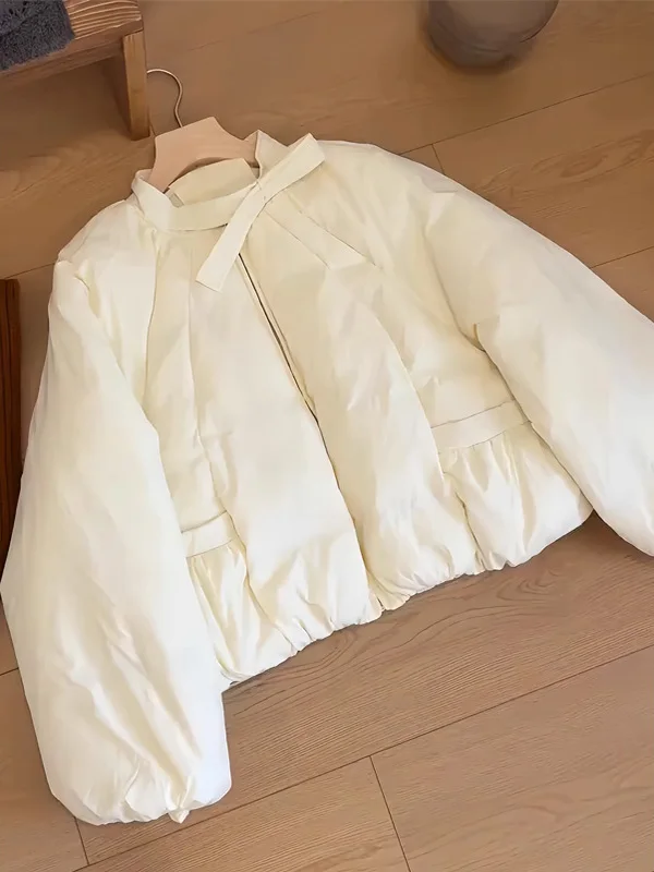 

Новая женская зимняя утепленная хлопковая куртка с длинными рукавами и воротником-стойкой в корейском стиле, модное бежевое пальто с эффектом омоложения