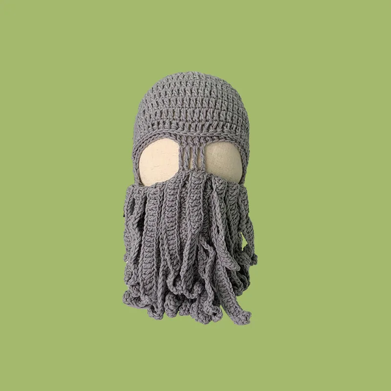 Quirky Woolen Octopus Hat Funny Party Stage Halloween Squid Hat Handmade Fashion Knitted Warm Windproof Ski Hat Pullover Hat